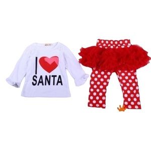 I LOVE SANTA GIRLS OUTFIT